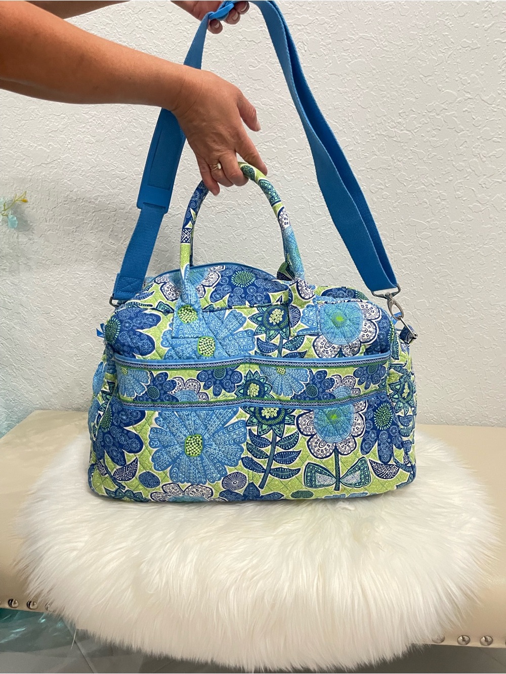 Vera Bradley Blue Floral Quilted Shoulder Bag
